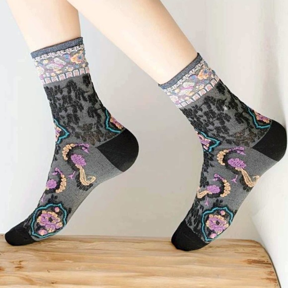 5 Pr Vintage Textured Cotton Socks Med - Picture 3 of 8